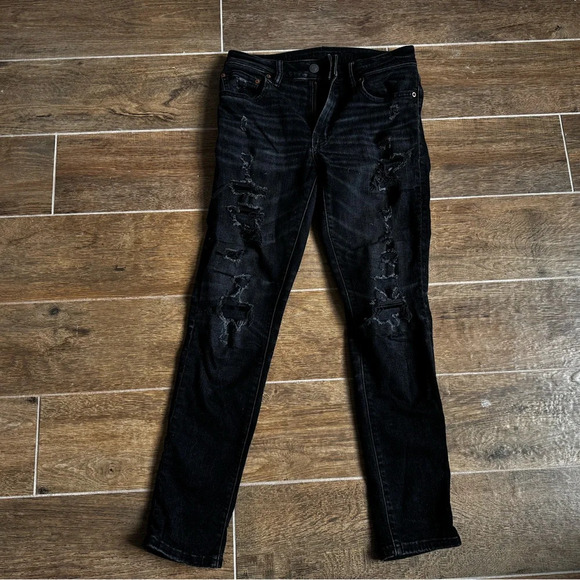 American Eagle AE AirFlex Patched Slim Skinny Straight Jean Style #: 6209 30/30 - Picture 8 of 14